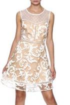  Nude White Embroidered Dress