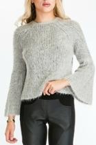  Fuzzy Bell Sleeve Sweater