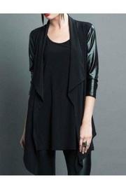  Leather Sleeve Cardigan