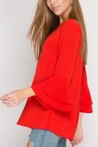  Red Ruffle Blouse