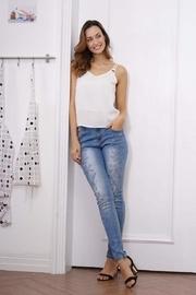  Blue Embroidered Jeans