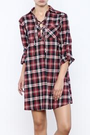  Lace Up Plaid Dress