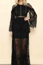  Black Lace Long Sleeve Maxi Dress