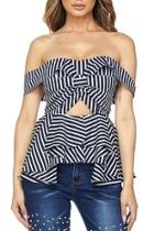 Strapless Striped Blouse