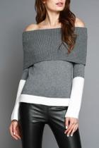  Colorblocked Off Shoulder Sweater