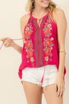  Embroidered Tassel Tank