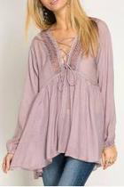  Lace Up Boho Tunic