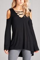  Double-cross Cold-shoulder Top.