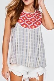  Embroidered Checkered Top