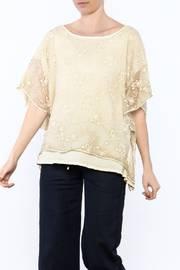 Beige Embroidered Silk Top