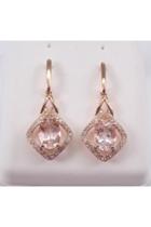  Morganite And Diamond Dangle Drop Earrings Rose Gold Unique Gemstone Gift