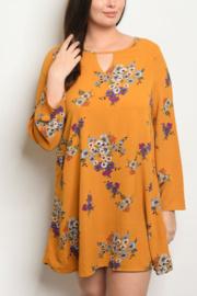  Floral Mustard Tunic Dress -plus-