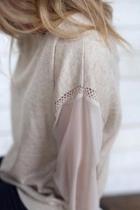  Sheer Sleeve Sweater