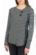  Mixed Pattern Button Close Sweater Jacket
