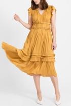  Marigold Ruffle Midi-dress