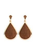  Wood-inset Teardrop-earrings