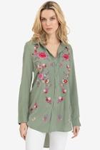  Embroidered Button Blouse