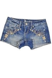  Indigo Embroidery Shorts