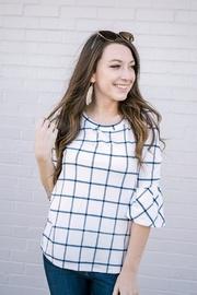  Navy Checked Top