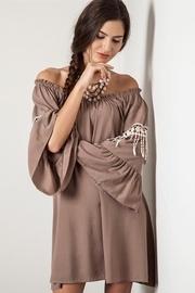  Off -shoulder Beige Dress