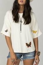  Butterfly Embroidered Top