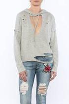  Grey Distressed Hooded Sweater