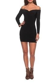  Off The Shoulder Long Sleeve Dress With Lace Up Back