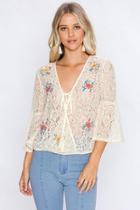  Floral Embroidered Surplice Top