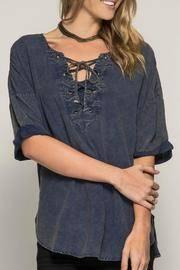  Lace Up Stone Washed Top