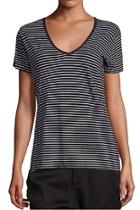  Striped V Neck