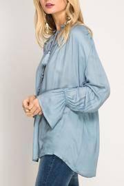  Flare-sleeve Button-down Blouse