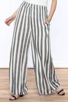  Ivory And Charcoal Stripe Pants
