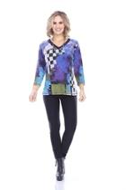  Abstract V-neck Top