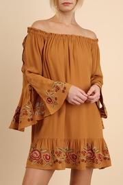  Embroidered Flounce Peasant Dress
