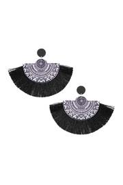  Oversized-mandala-fan Wood-tassel Drop-earrings