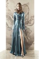  Long-sleeve Wrap Gown
