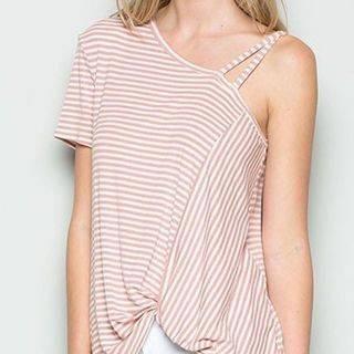  Striped Shirt Sleeve Top