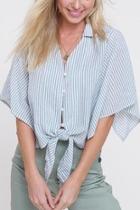  Mint Striped Front-tie-top