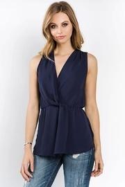 Shirring Navy Blouse