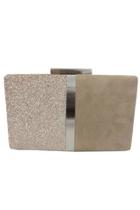  Blocked Faux Suede And Glitter Box Clutch