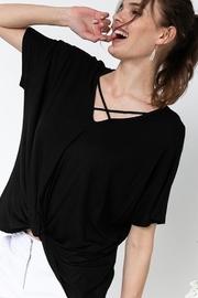  Plus Size Criss Cross V Neck Short Sleeve Top