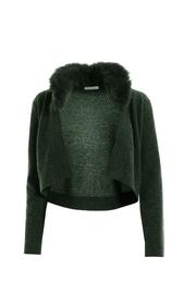  Cropped Fur Cardigan
