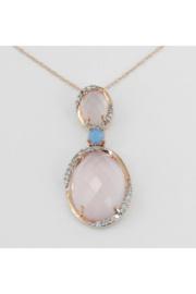  Frosted Rose Quartz Diamond Blue Topaz Necklace Pendant 18 Rose Gold Chain Unique Wedding Gift