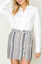  Button Side Stripe Skirt