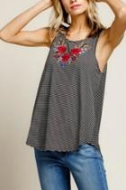  Embroidered Stripe Tank