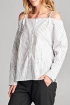  Striped Cold Shoulder Blouse