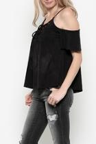 Lace-up Cold-shoulder Top