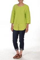  Green Shirttail Top