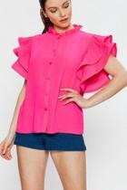  Button-down Hot-pink Blouse