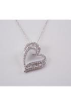  Baguette And Round Diamond Heart Pendant Necklace 14k White Gold Chain 18 Love Gift